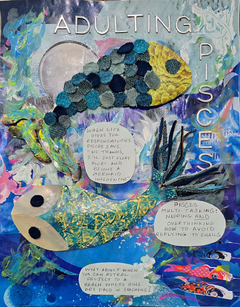 Adulting Pisces Collage Print Art | Jenn Lewis Arts