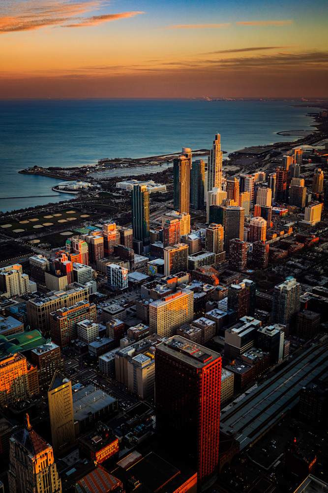 Aerial Chicago Sunset Photography Art | John Lazo Photography