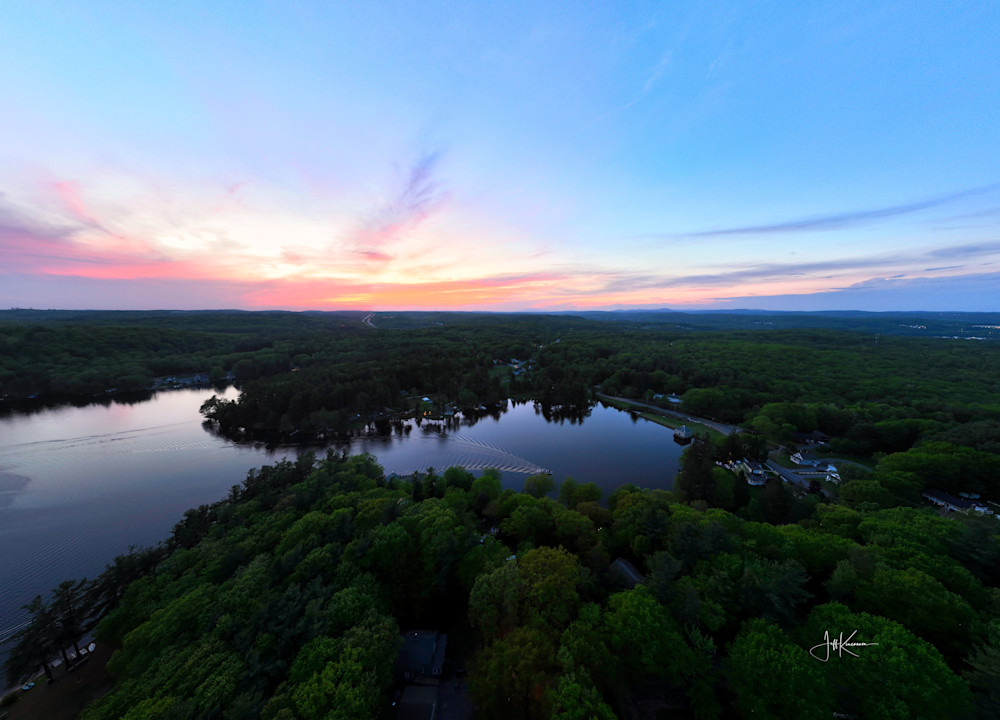 Summer Sunset Skies Over Wyman Pond Photography Art | Artistic Insights Aerial Photography