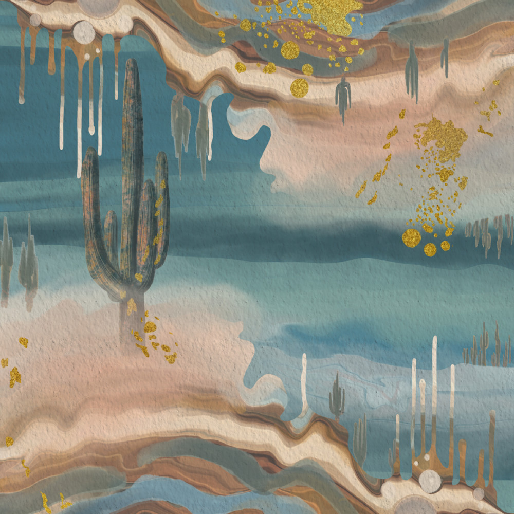 Whispers in the Wind - Vibrant Watercolor Desert Landscape