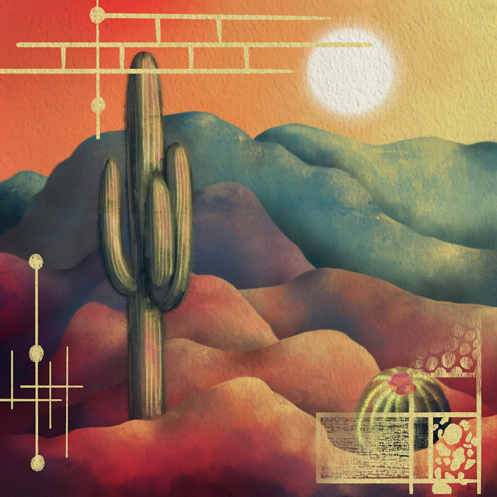 Twilight Canyon - Vibrant Abstract Desert Landscape Art