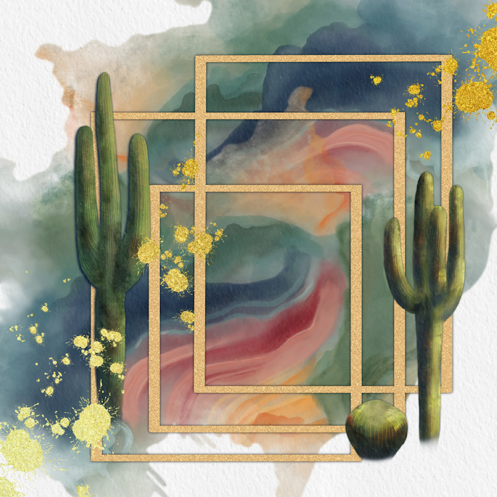 Framed in Sandlight - Colorful Abstract Cactus Artwork