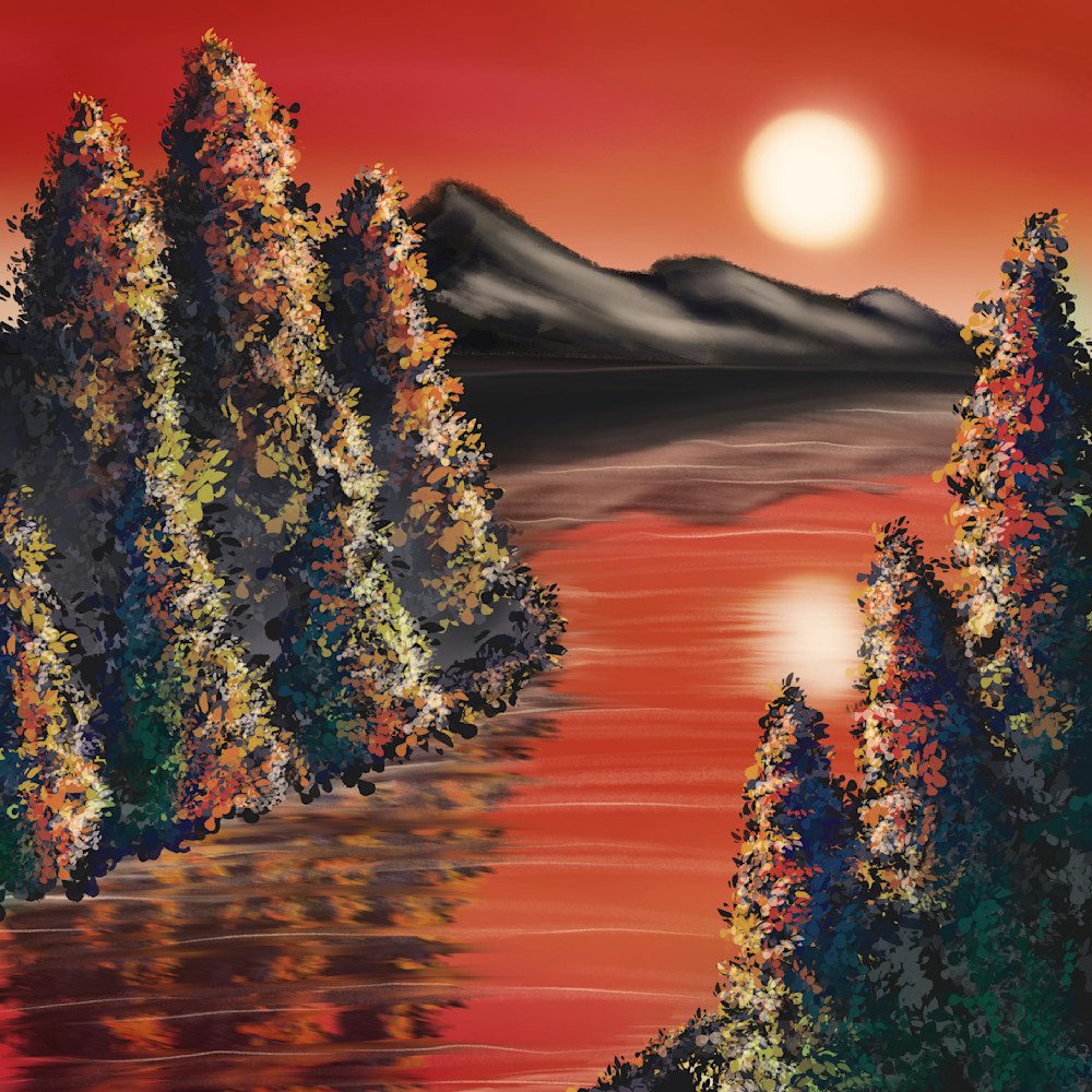 Colorful Calm - Vibrant Sunset Landscape Painting