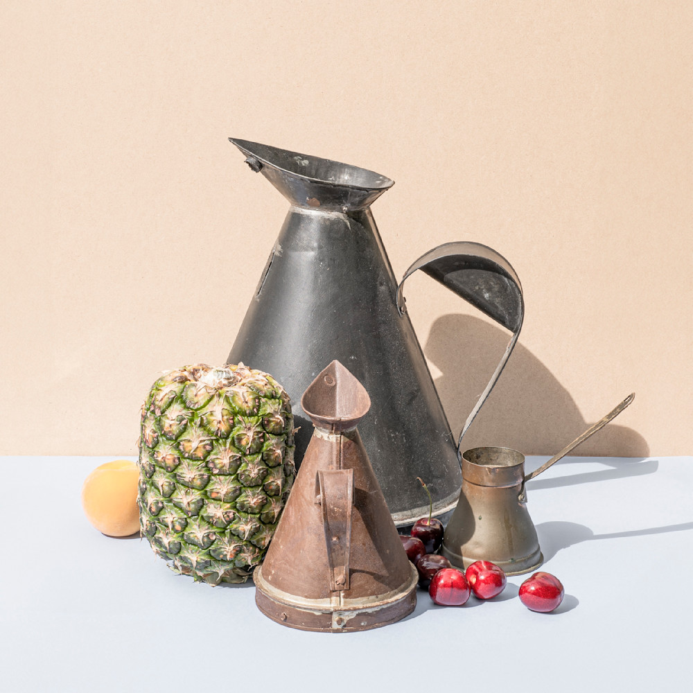 3 Vessels Peach Pineapple Cherries Photography Art | Lester Blair Gallery
