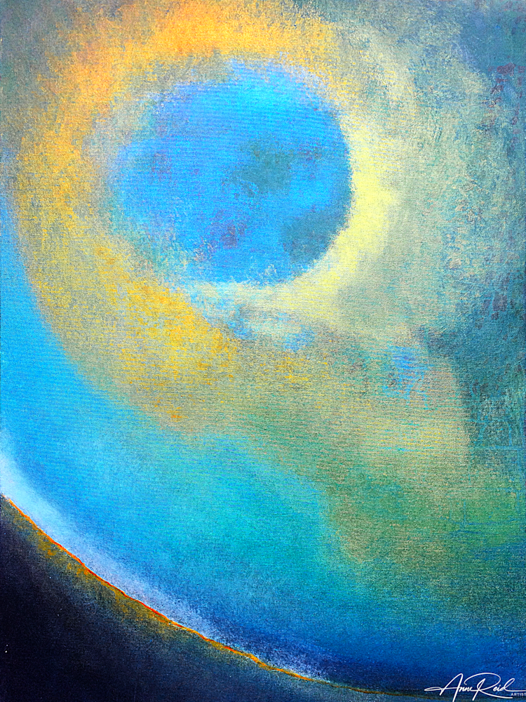 Glory Storm 3 Fine Art Print – Abstract Blue and Gold Atmospheric Artwork by Anne Reid - Canada