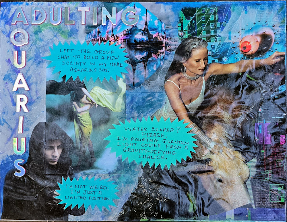 Adulting Aquarius Collage Print Art | Jenn Lewis Arts