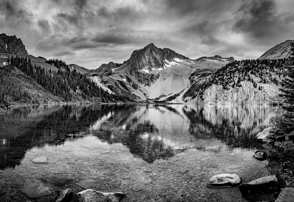 In the Shadow of Snowmass – Fine Art Black and White Print of Snowmass Lake, Colorado In the Shadow of Snowmass – Fine Art Black and White Print of Snowmass Lake, Colorado