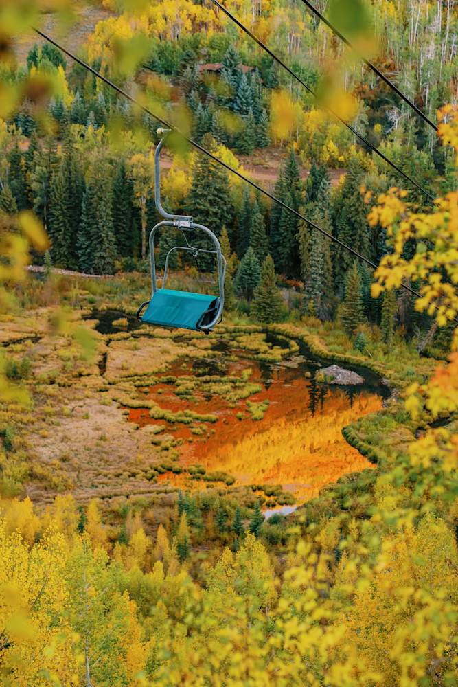 Autumn Reflection – Snowmass Colorado Chairlift and Fall Colors  Autumn Reflection – Snowmass Colorado Chairlift and Fall Colors