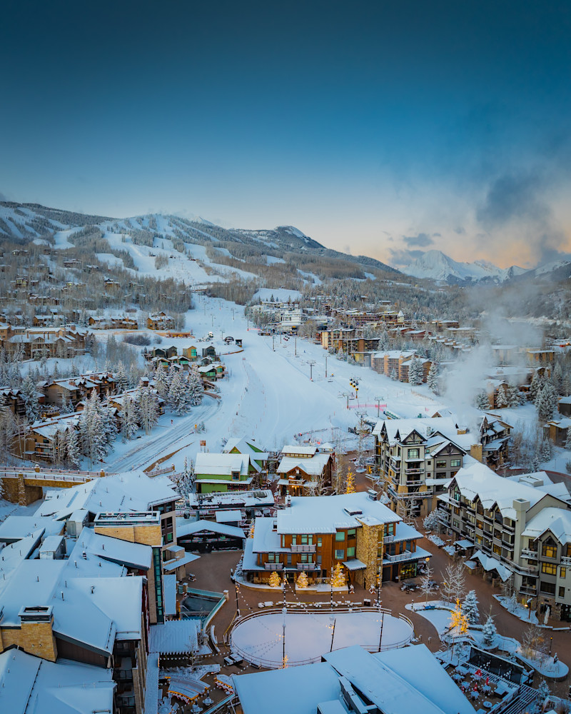 Winter Sunrise Over Snowmass Base Village – Drone Landscape Photography Winter Sunrise Over Snowmass Base Village – Drone Landscape Photography