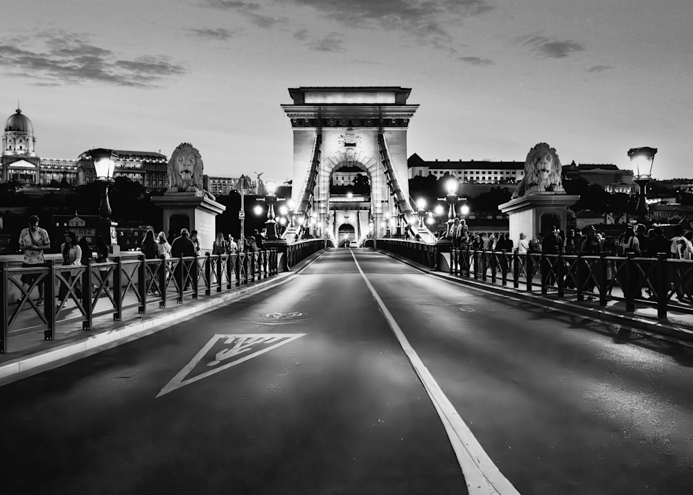 Budapest Chain Bridge Black and White Photography | 910Photography
