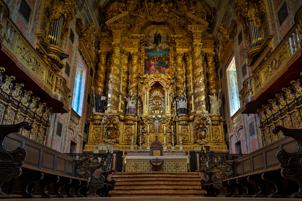 Porto Cathedral Altar Photo – Baroque Church Interior Wall Art for Sale