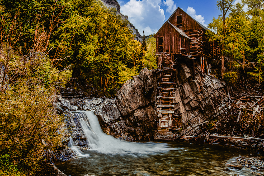 Crystal Mill by Waterfall - Nature Photography