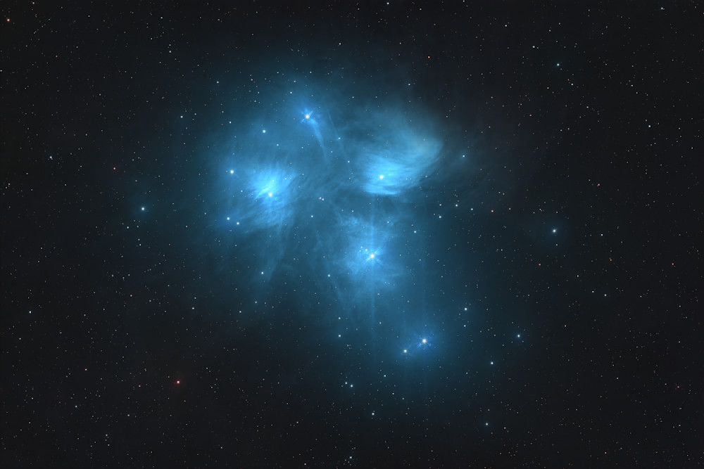M45 Pleiades Cluster Rgb 6000x4000 Photography Art | MaximAstroPhoto