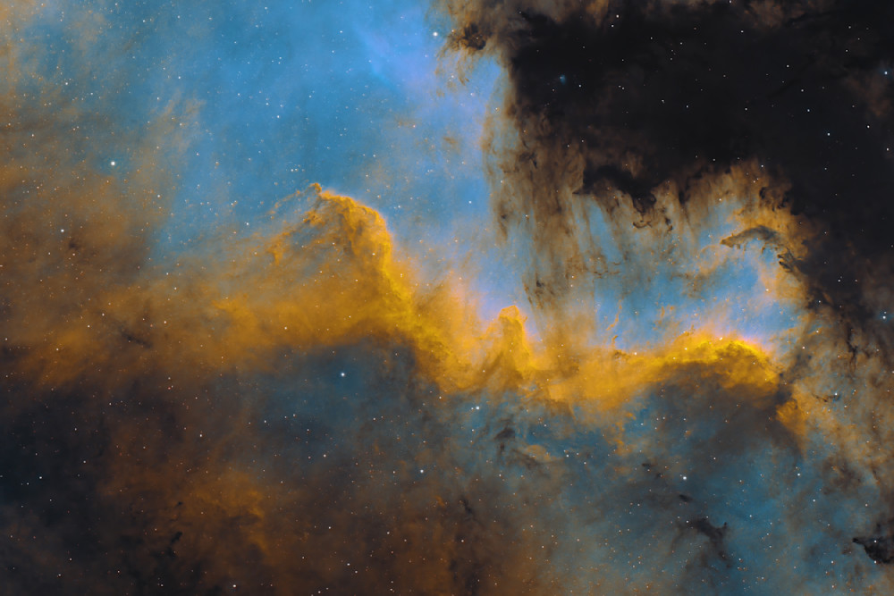 Cygnus Wall – Close-Up in the North America Nebula (NGC 7000) | Hubble Palette SHO Astrophotography Print