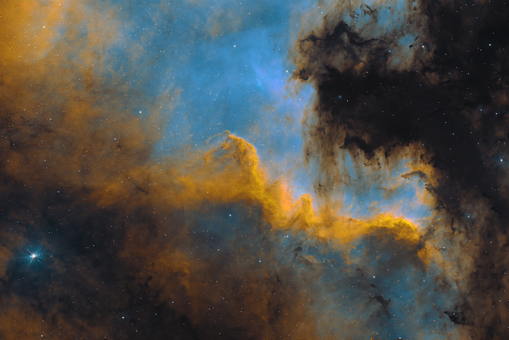 Cygnus Wall – Wide Field in the North America Nebula (NGC 7000) | Hubble Palette SHO Astrophotography Print