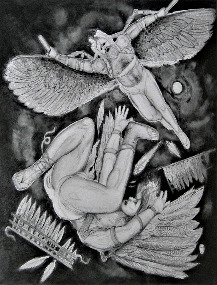 Icarus Falls To His Watery Grave Art | Fine Art by Balkishan Jhumat