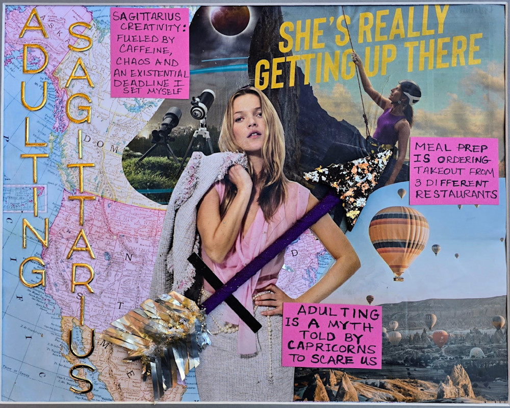 Adulting Sagittarius Collage Print Art | Jenn Lewis Arts