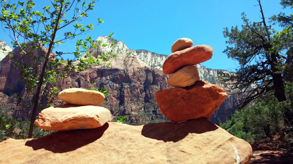 Zion National Park Stacked Rocks Mountain Backdrop Photography Art | InYourBackyard