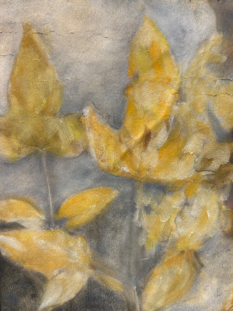 Whispering Leaves: Abstract Golden Leaf Art for Biophilic Home Decor