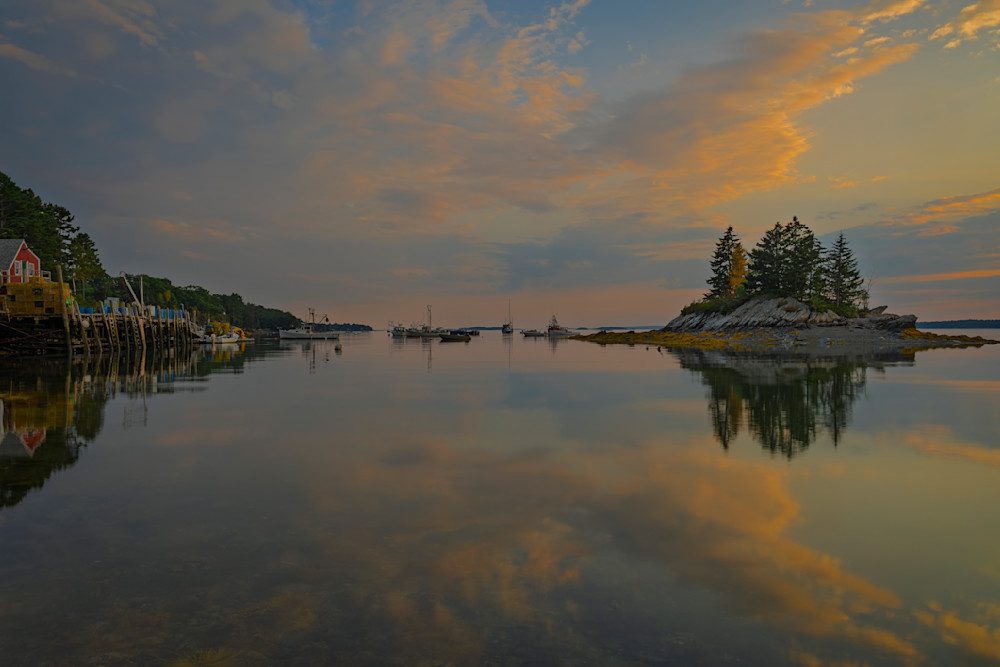 Tranquil Maine Coastal Landscape Photography - Lookout Point Sunset