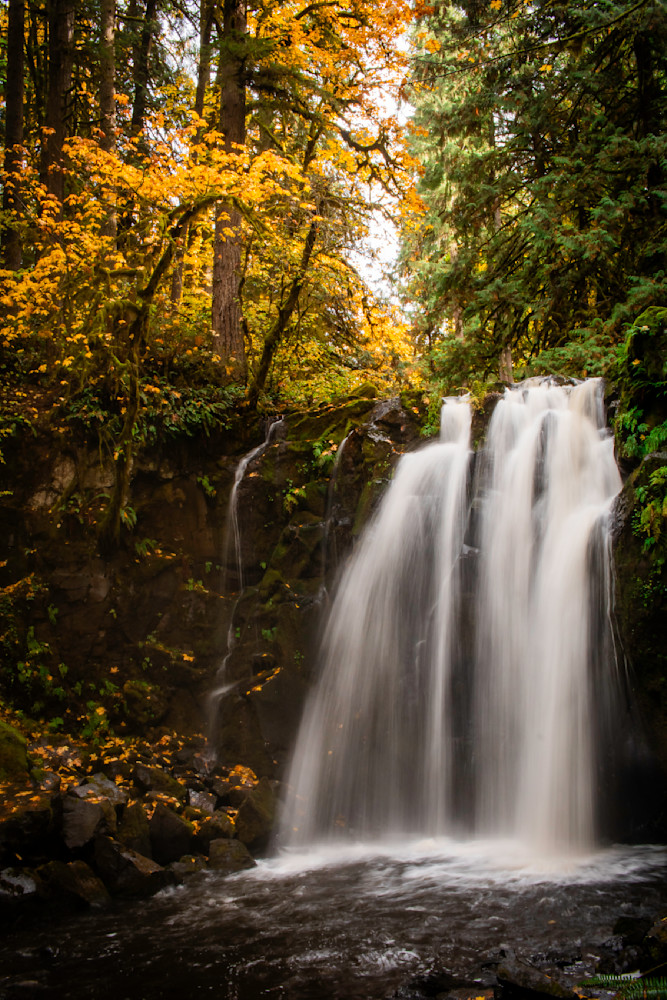 Awakening of Peace – Autumn Waterfall Photography | Tranquil Nature Wall Art by Janie Lynn