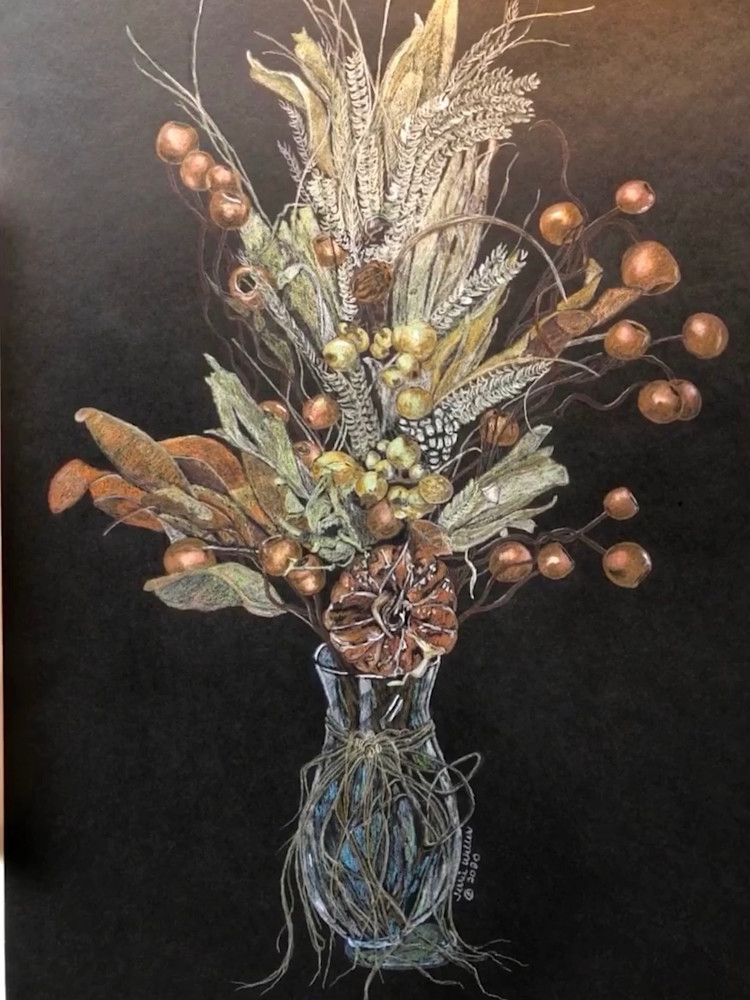 Fall Flora On Black Art | Fine Art by Terrie D