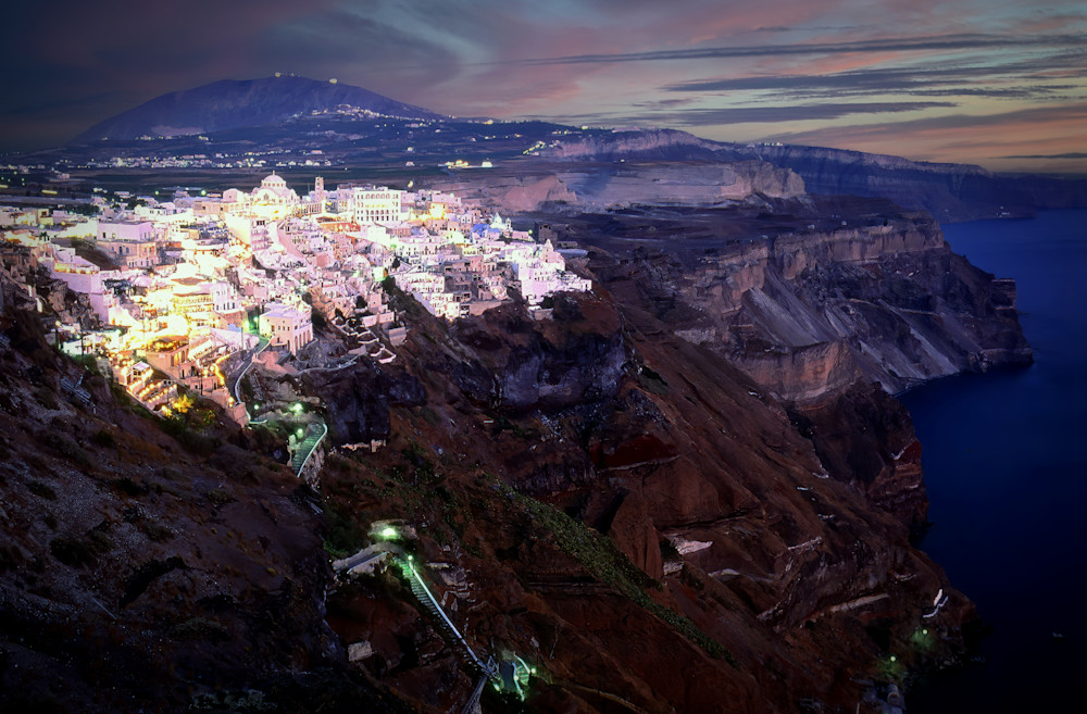 Santorini, Greece, Cliffside at sunset