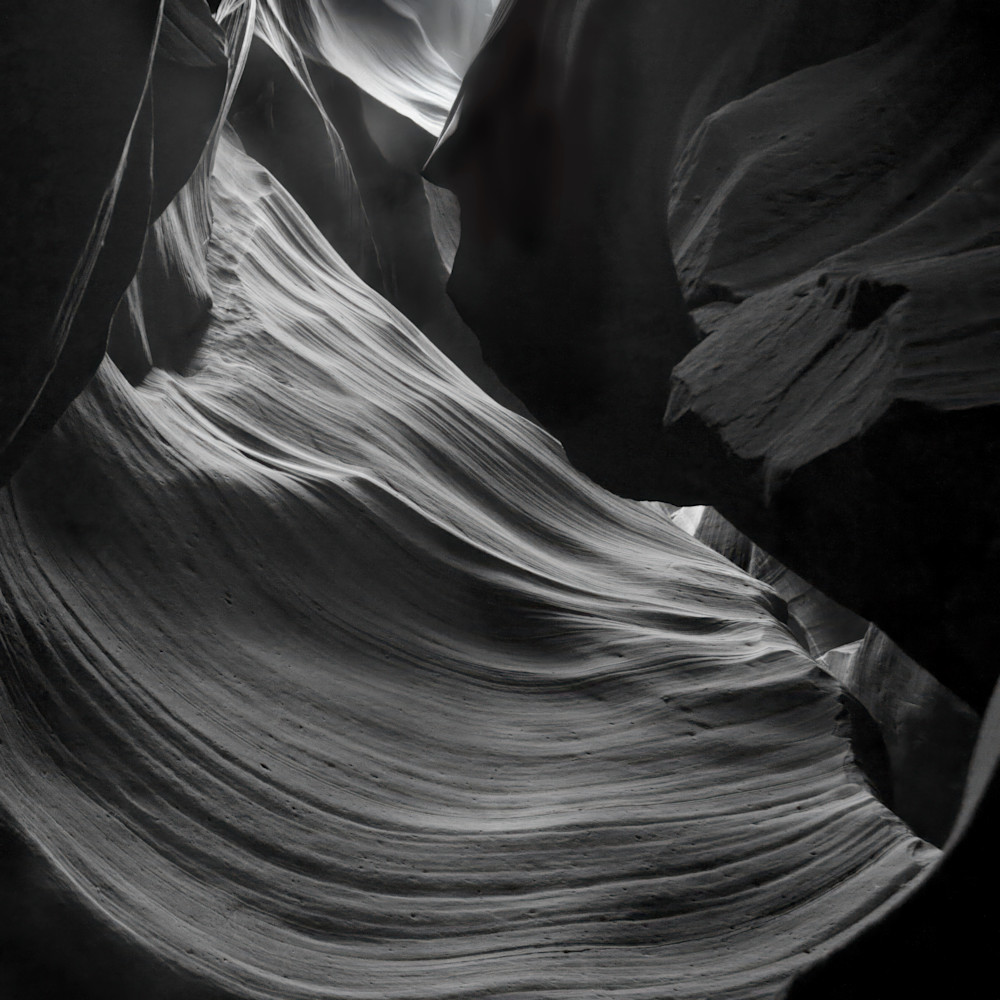Antelope Canyon Black and White Photo — Curved Slot Canyon Walls Fine Art Print