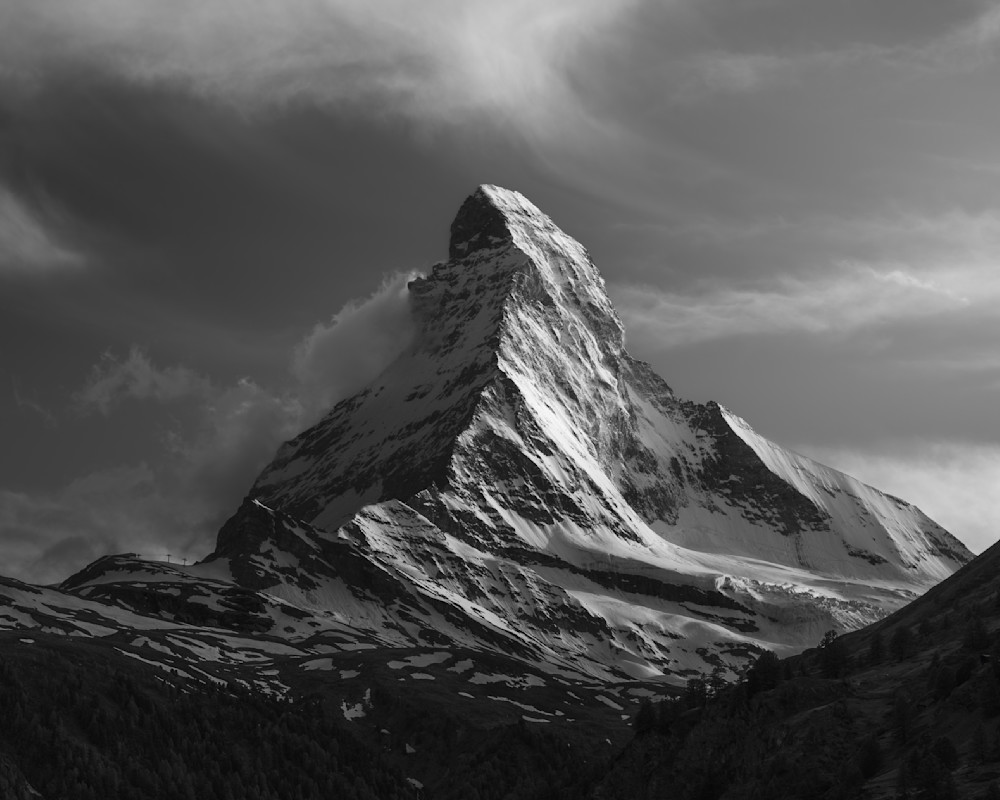 Last Light in Black and White-Matterhorn’s Evening Grace, Swiss Alps, Switzerland