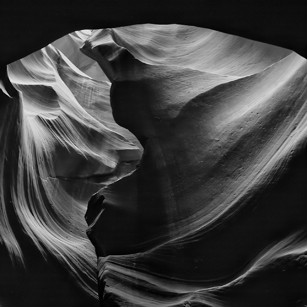 Fine Art Black and White Antelope Canyon — Shadowed Slot Canyon Layers