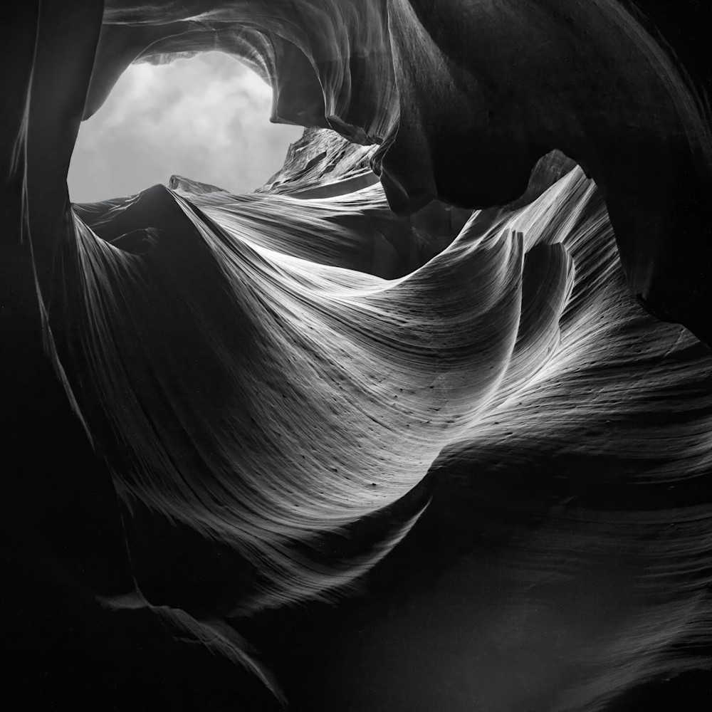 Antelope Canyon Abstract Black and White — Sculpted Stone Formations