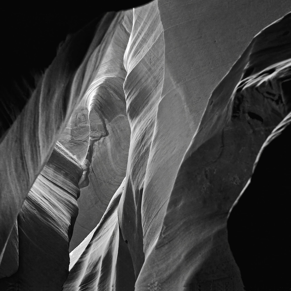 Antelope Canyon Monochrome Photography — Narrow Slot Canyon Light