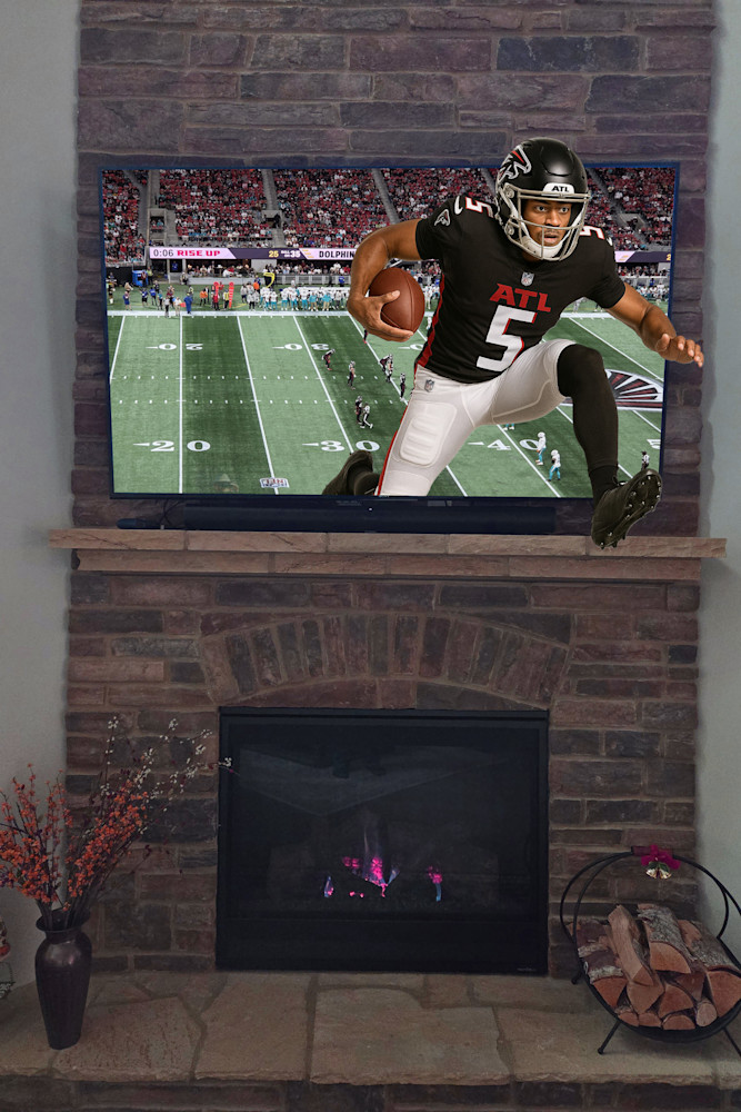 Live 3D Football Over The Fireplace Art | Viewfinder Arts LLC