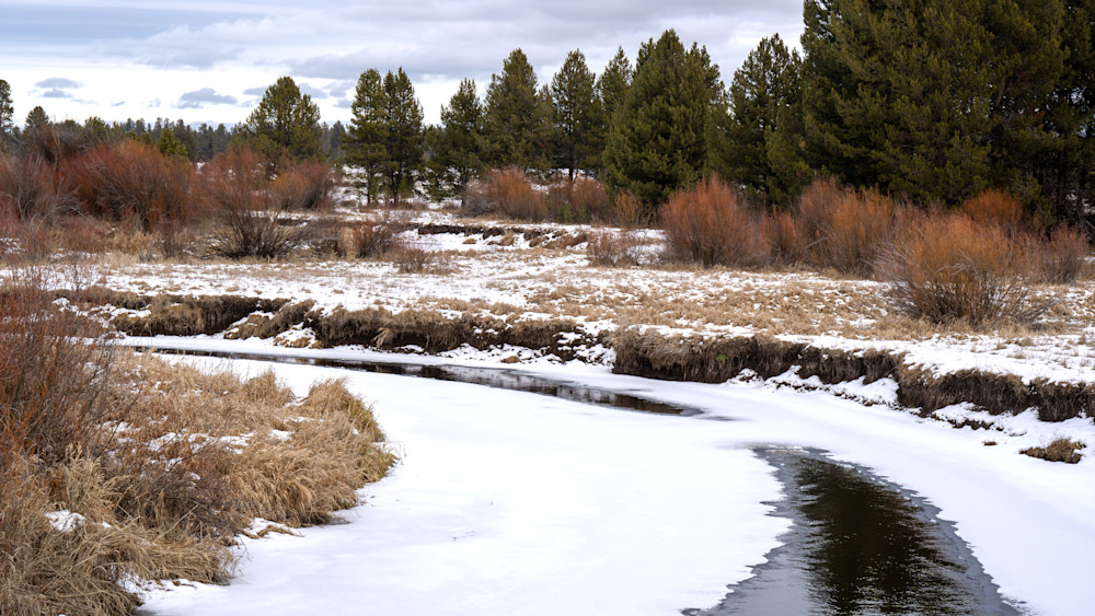 Little Deschutes River On Snowy Day Photography Art | InYourBackyard
