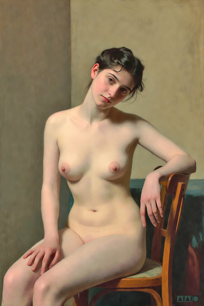 Woman Sitting On A Wooden Chair Art | Art of Van Evan Fuller