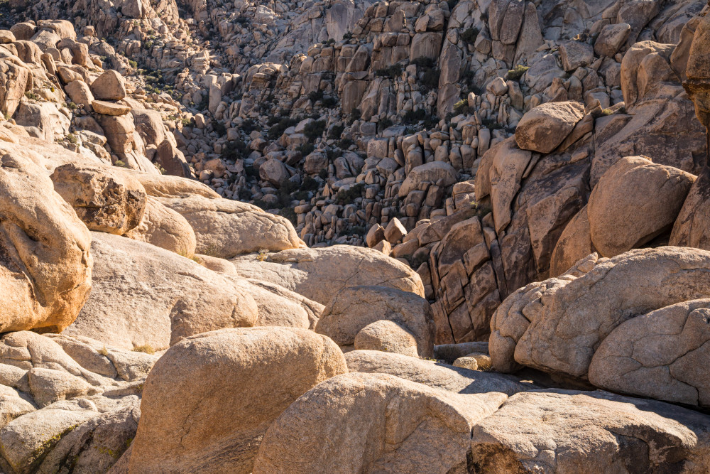 Boulder filled canyon at Joshua Tree National Park, California, USA.
