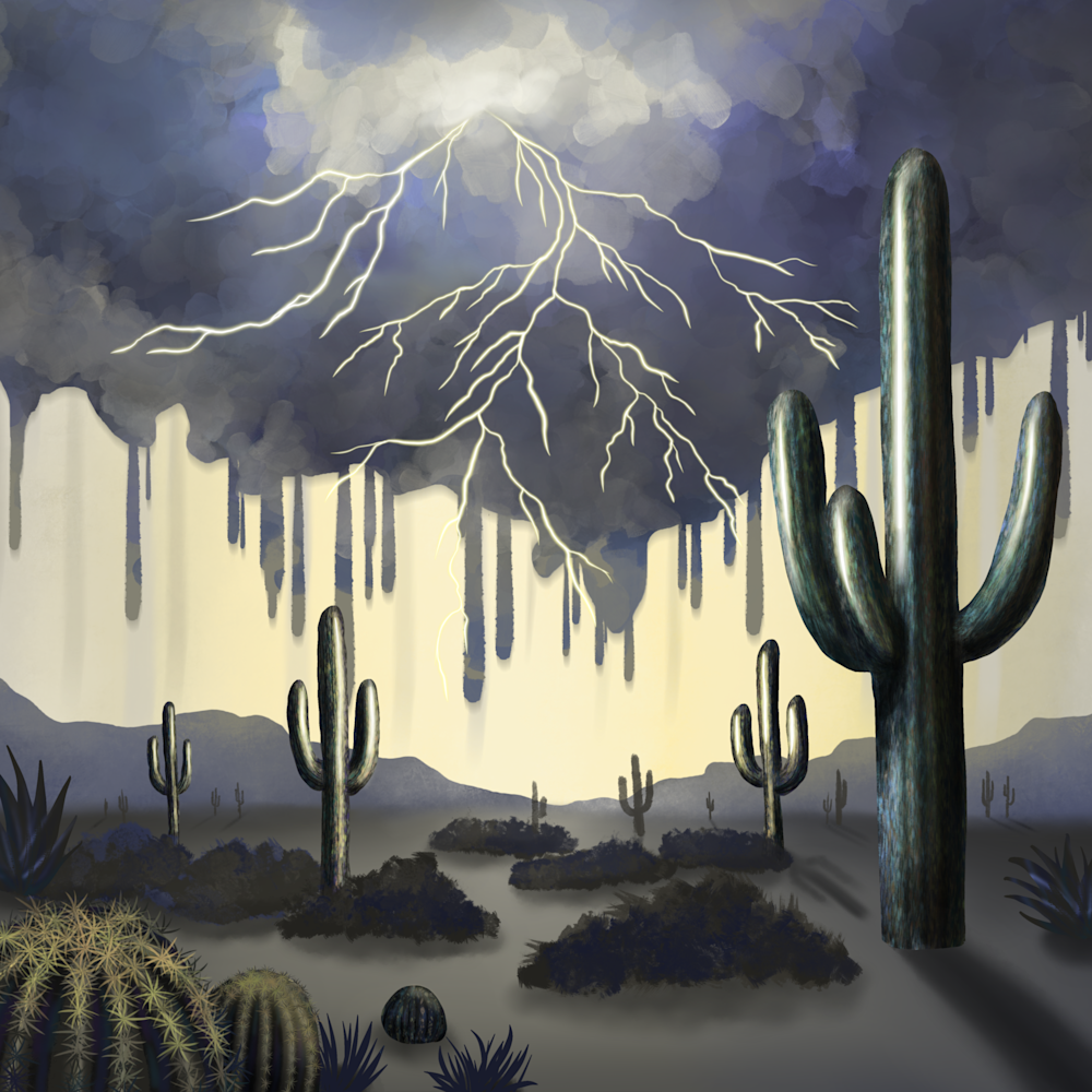 Storms Of The Saguaros (Square) Art | Paintpourium