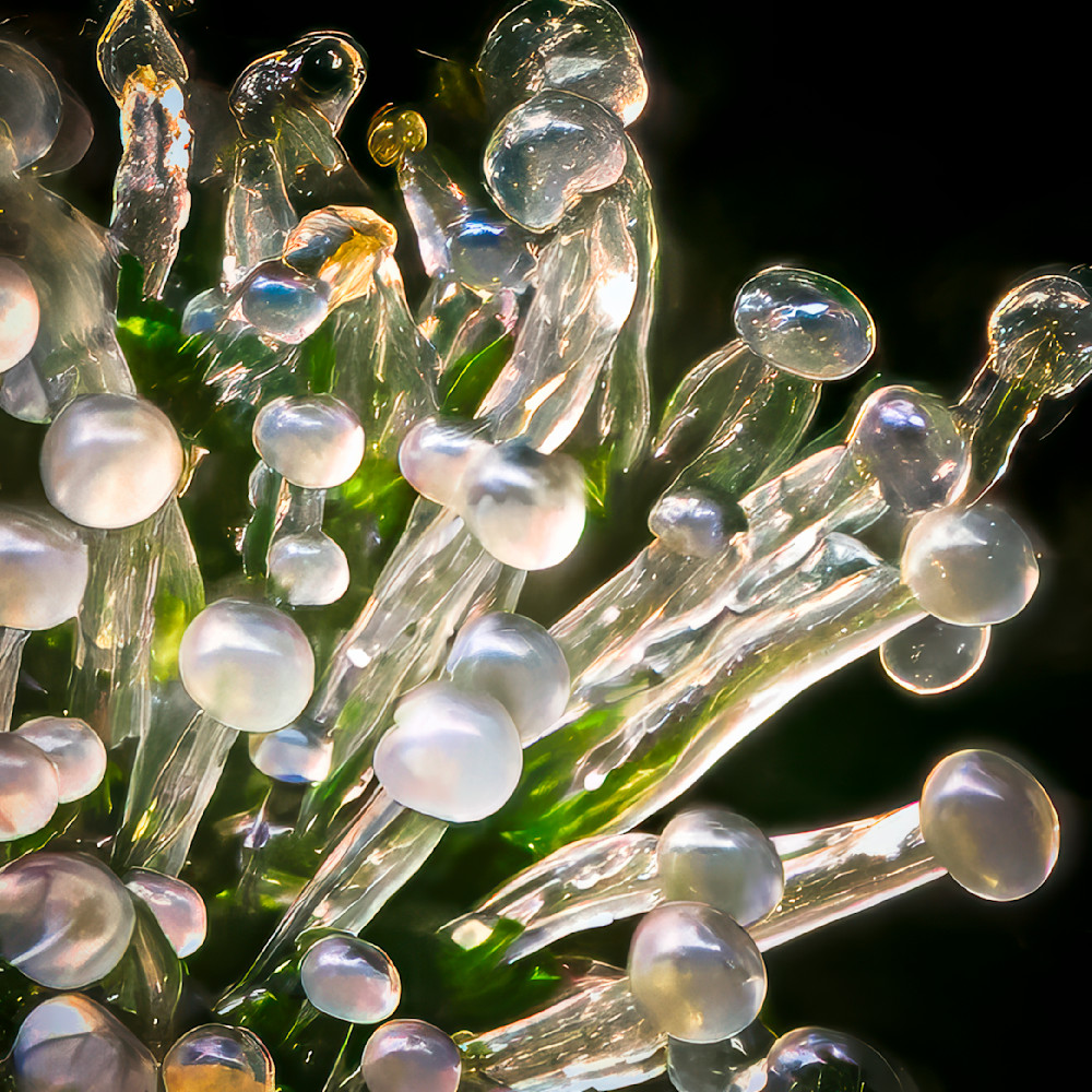 Intricate crystal-like formations resembling organic structures illuminated by soft light