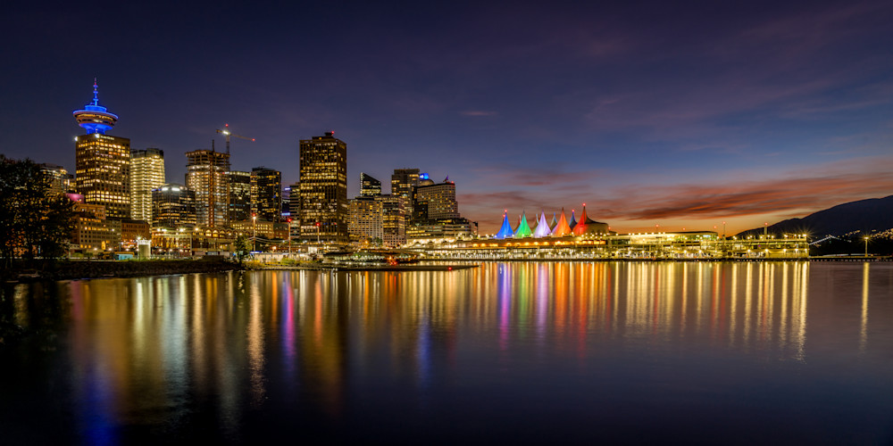 Vancouver Cruise Terminal and Downtown at Night