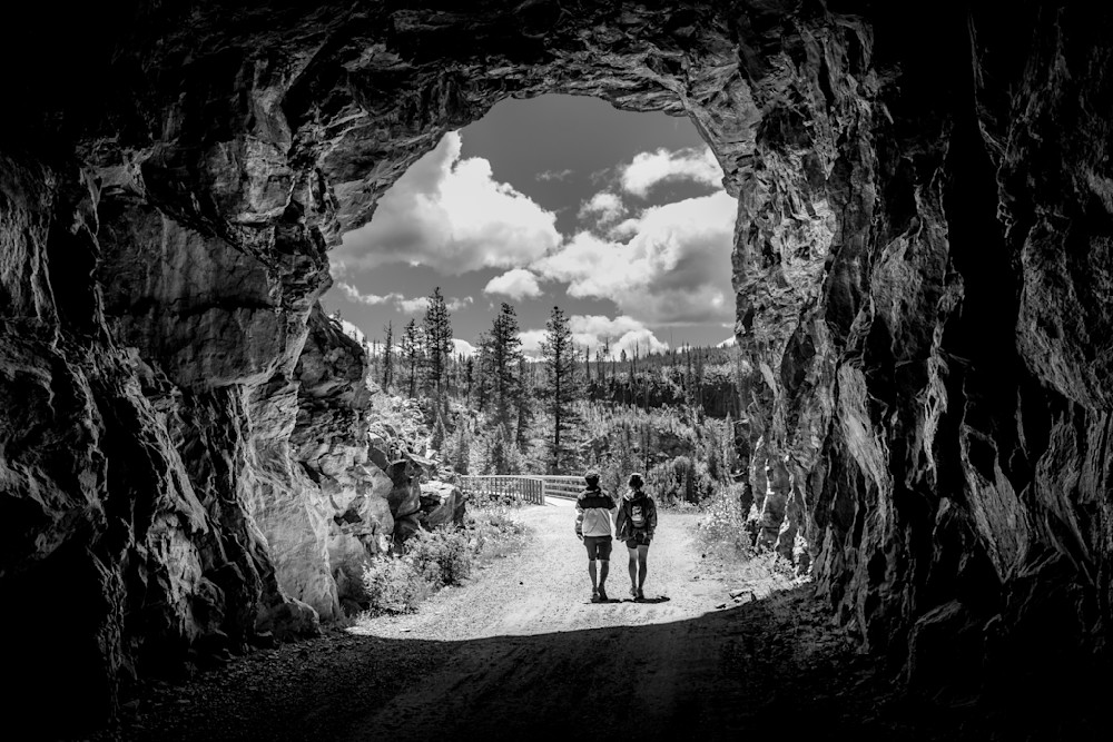 Myra Canyon Tunnel in British Columbia, Canada