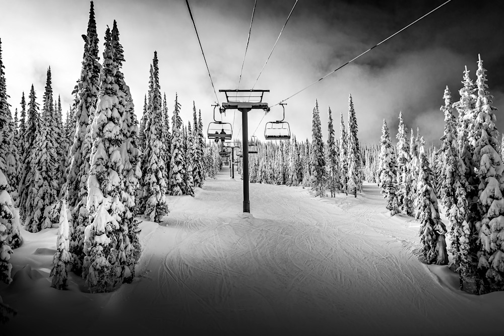 Riding the Ski Lift in Winter