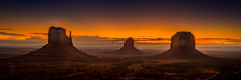 Panorama of First Light at Sunrise in Monument Valley