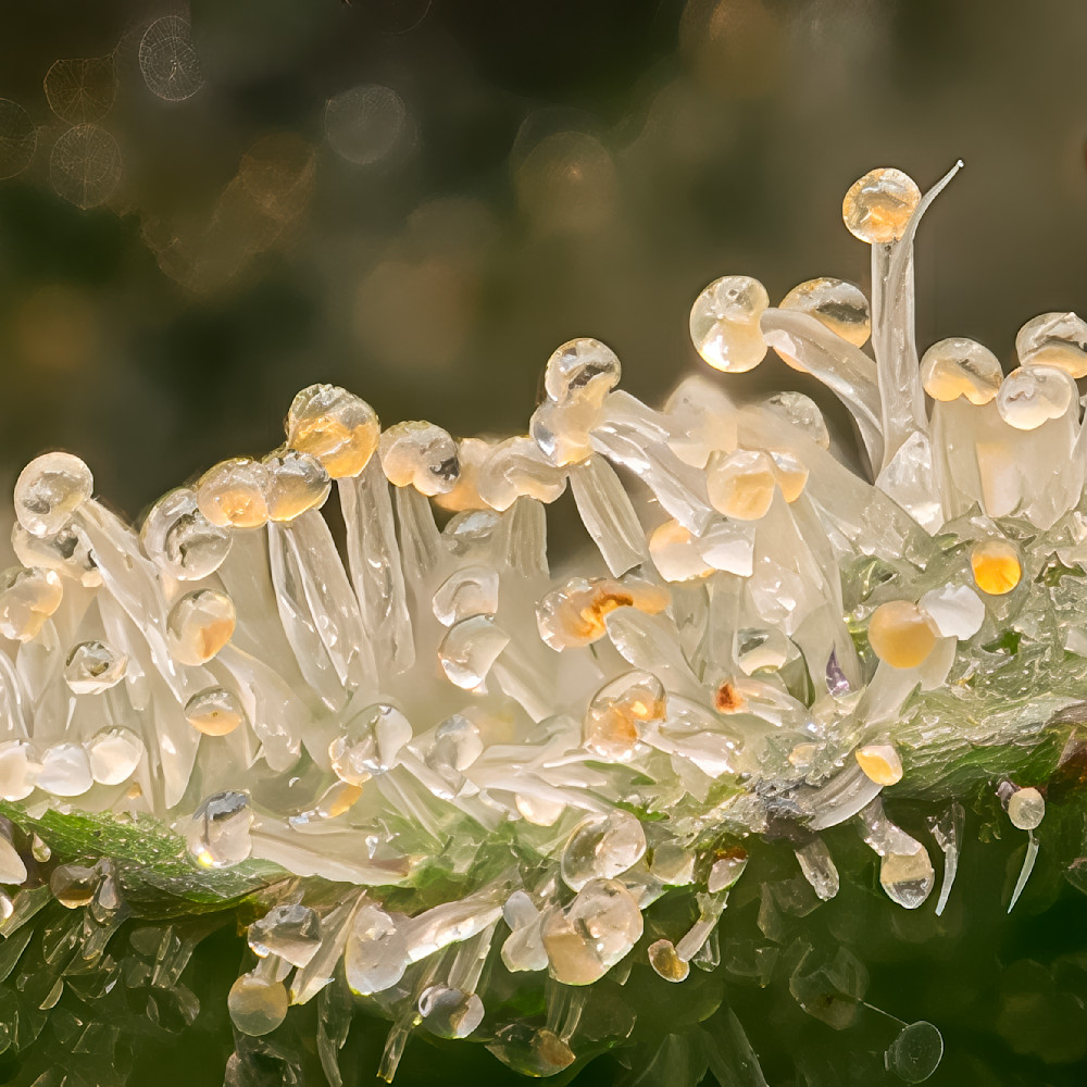 Detailed close-up of trichomes on cannabis leaves capturing moisture and resin characteristics