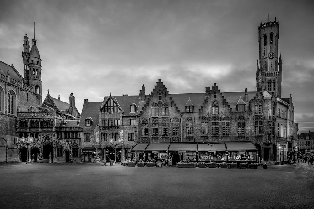 Historic Burg Square in Bruges, Belgium in Black and White