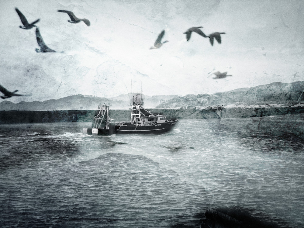 Harbor Entry – Black and White Tranquil Boat Photography | Janie Lynn Fine Art

