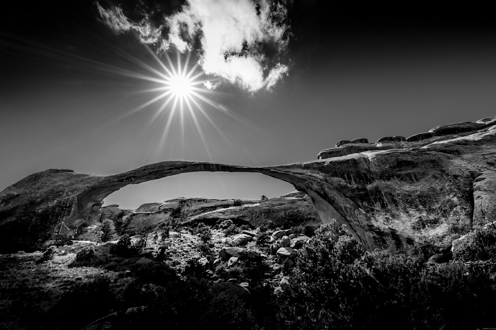 Sunset behind Landscape Arch