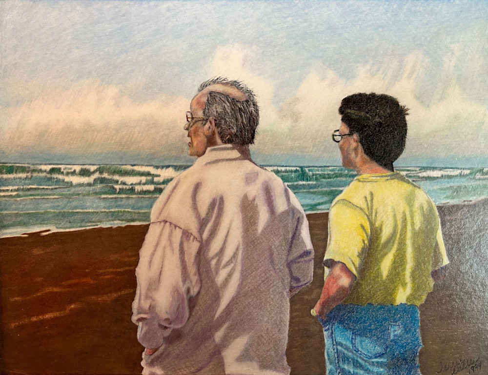 Steve And Mark At Beach Art | Fine Art by Terrie D