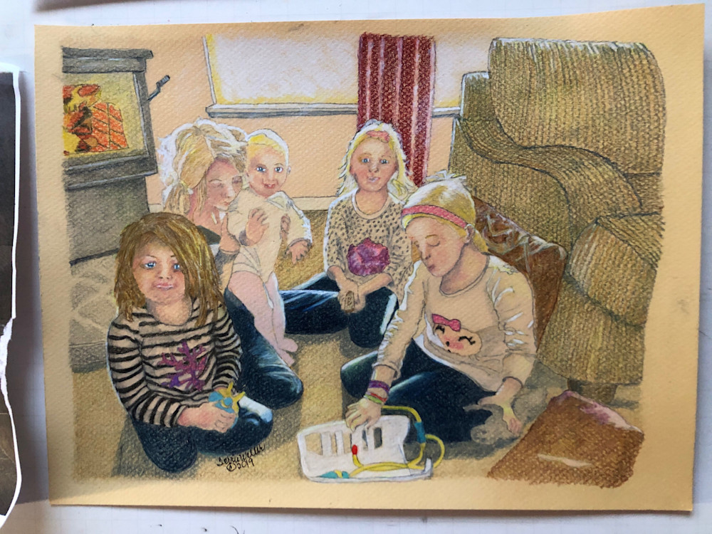 Drawing Of Five Little Girls Art | Fine Art by Terrie D