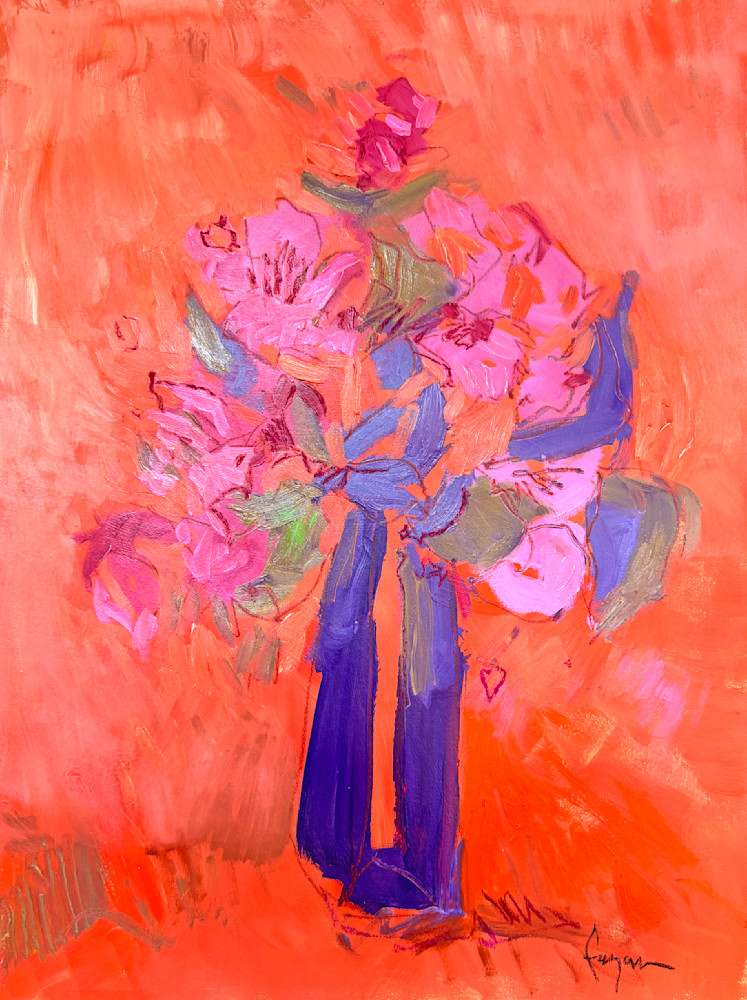 Orange Purple Bouquet Print by Dorothy Fagan Fine Arts