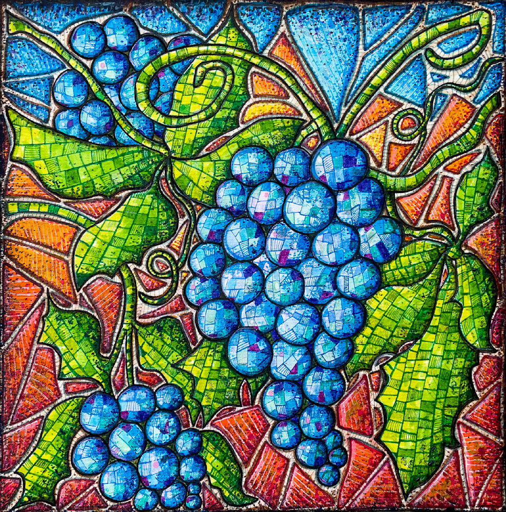 Italian Grapes Throat Chakra Art Print | Voice & Expression Wall Art